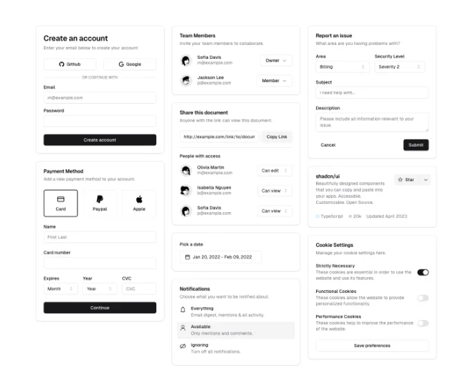 Reusable Tailwindcss components by Shadcn-ui.